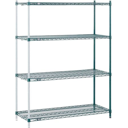 Nexel 48W x 12D x 74H Wire Shelving Add-On, Green Epoxy Finish A12487G